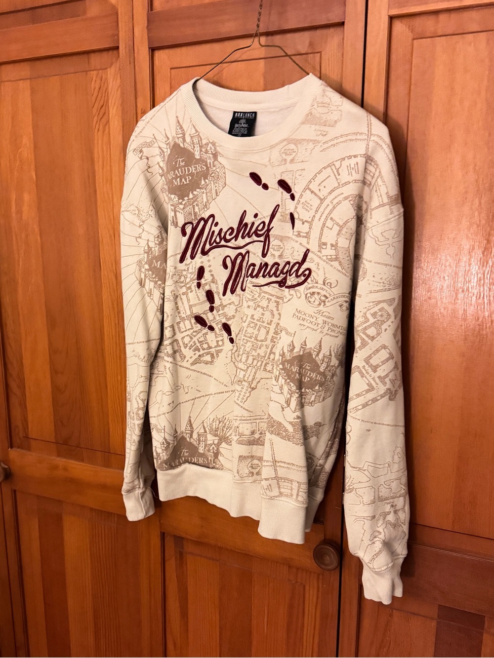 Harry Potter The Marauder's Map Allover Print Crewneck- Size Small